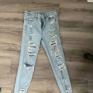 American Eagle Outfitters Light Blue Distressed Skinny Jeans